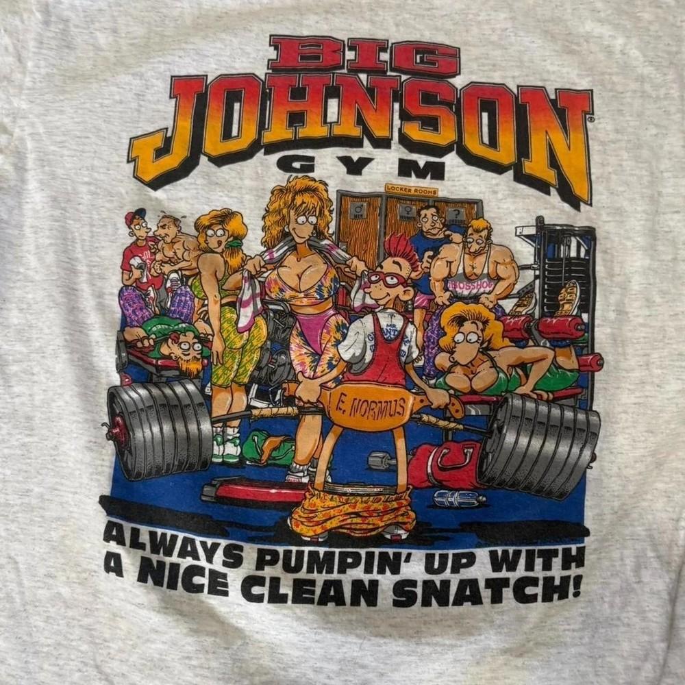 Big Johnson Спортивная футболка с коротким рукавом серого цвета Мужская Женская S-5XL Унисекс Футболка L