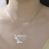Chanukah Menorah Necklace Religious Jerusalem Temple Hanukkah Shammash Pendant Stainless Steel Judaica Jewelry