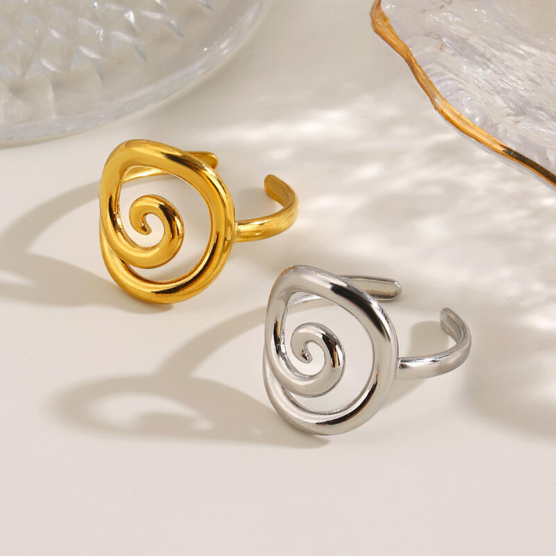 Simplicity Stainless Steel Threaded Rings for Women Men Personality Circular Vortex No Fading Opening Rings Jewelry Accessories