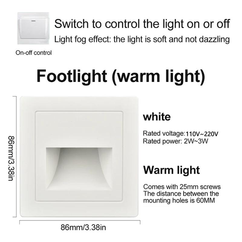 PIR Motion Detector Light Sensor Led Lights AC 110V-240V Recessed Staircase Bedroom Wall Lamp Led Night Light