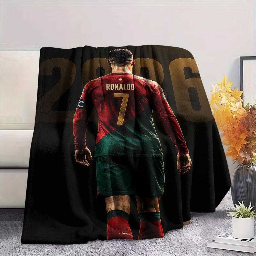 1PC CR7 Cristiano Ronaldo Patterned Flannel Blanket Suitable For All Seasons for Home Decor Warmth and Comfort Gifts Holiday Present
