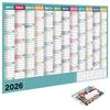 2026 Großer Wandkalender 29x20 Zoll Große Wohndekoration mit Tipp-Aufklebern Monats-Wandkalender für Mentales Studium Schulaufgaben Zuhause