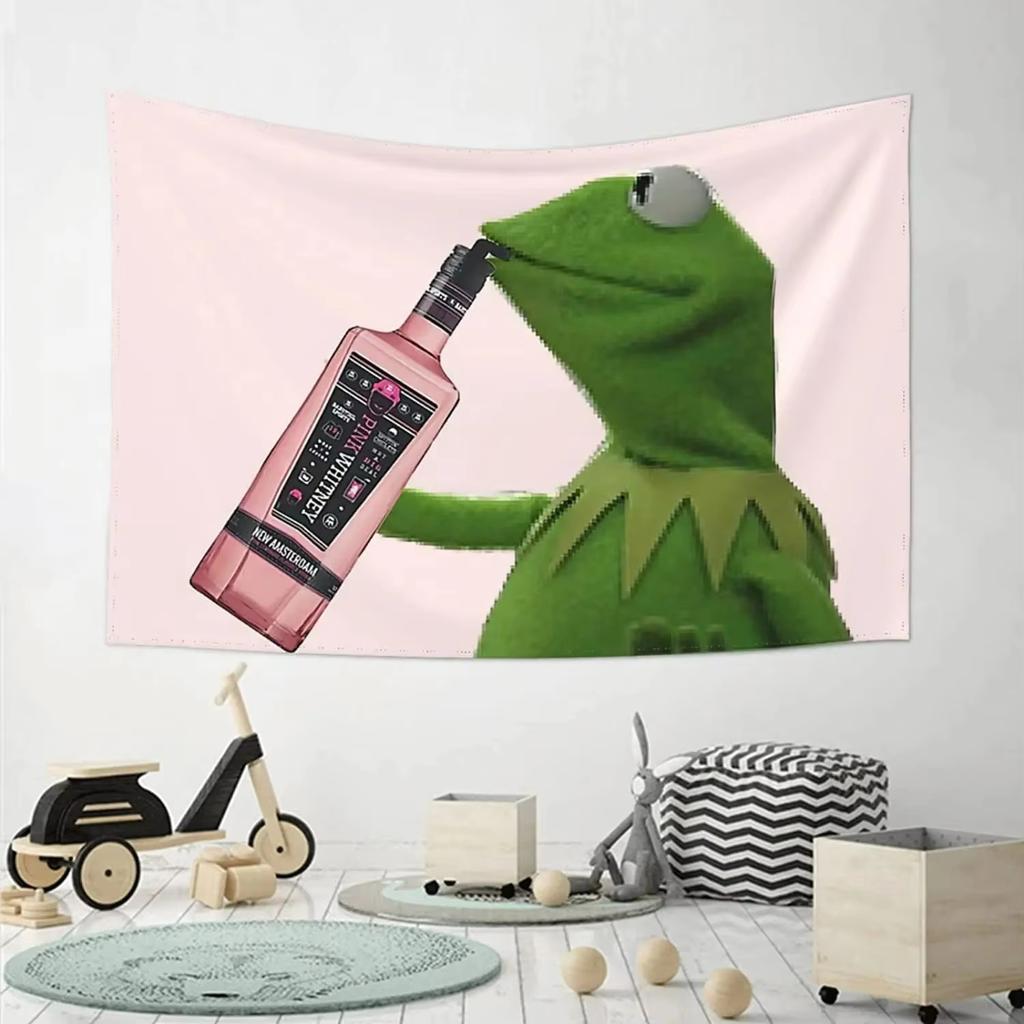 Pink tapestry hanging on the wall beautiful frog doll Bohemian tapestry in the living room bedroom room decoration