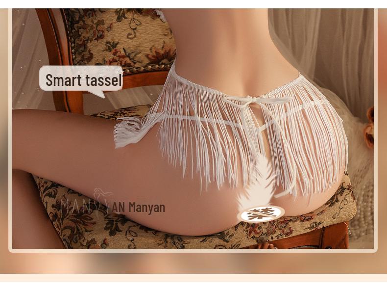 Manyan Cotton Tassel Halter Neck Lingerie Pajama Set