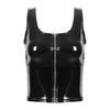 Women's Sexy Clubwear Patent Leather Tank Tops Fashion Wet Look Sleeveless Crop Tank Tops Vest