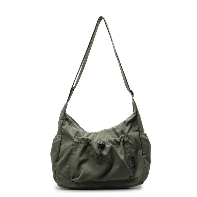 Pleated Drawstring Lightweight Bag Women's Sports Shoulder Bag Large Capacity Commuter Crossbody Bag