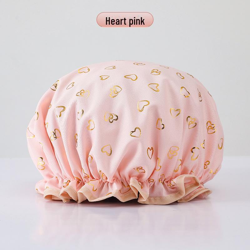Waterproof Double-Layer Polyester Cotton Shower Cap for Women