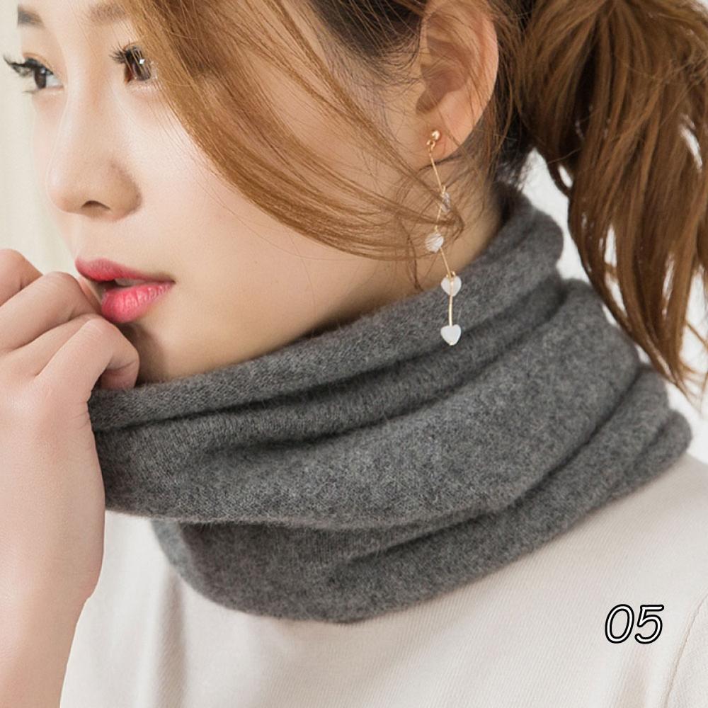 Women100% Wool Ring Scarves Soft Single Loop Neck Warmer Female Winter Cashmere Knitted Turtleneck Fake Collar Neckerchief