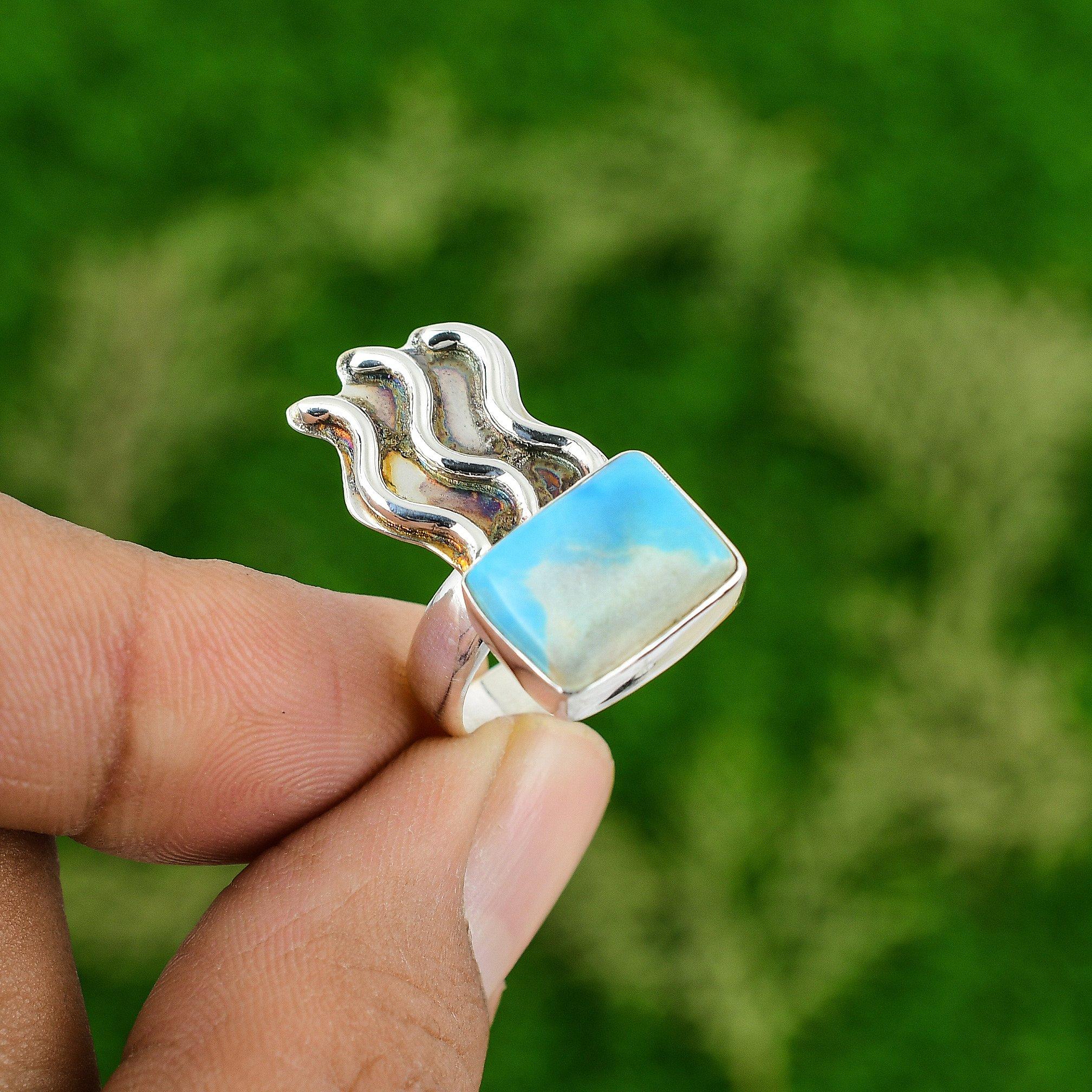 

Natural Sleeping Beauty Turquoise Multi Stone Blue Ring Size 7.75 925 Silver 7.75