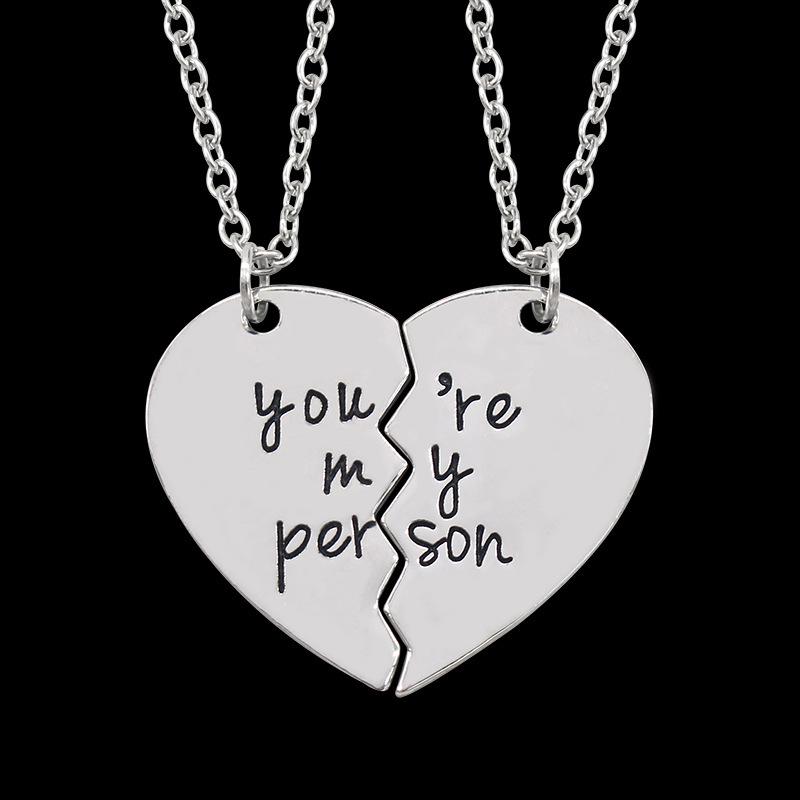 Multi-Person Diamond Heart & Letter Necklace for Girlfriends