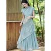 2026 Modern Zen-Style Jacquard Cheongsam Dress for Women - Picture Color with Zipper