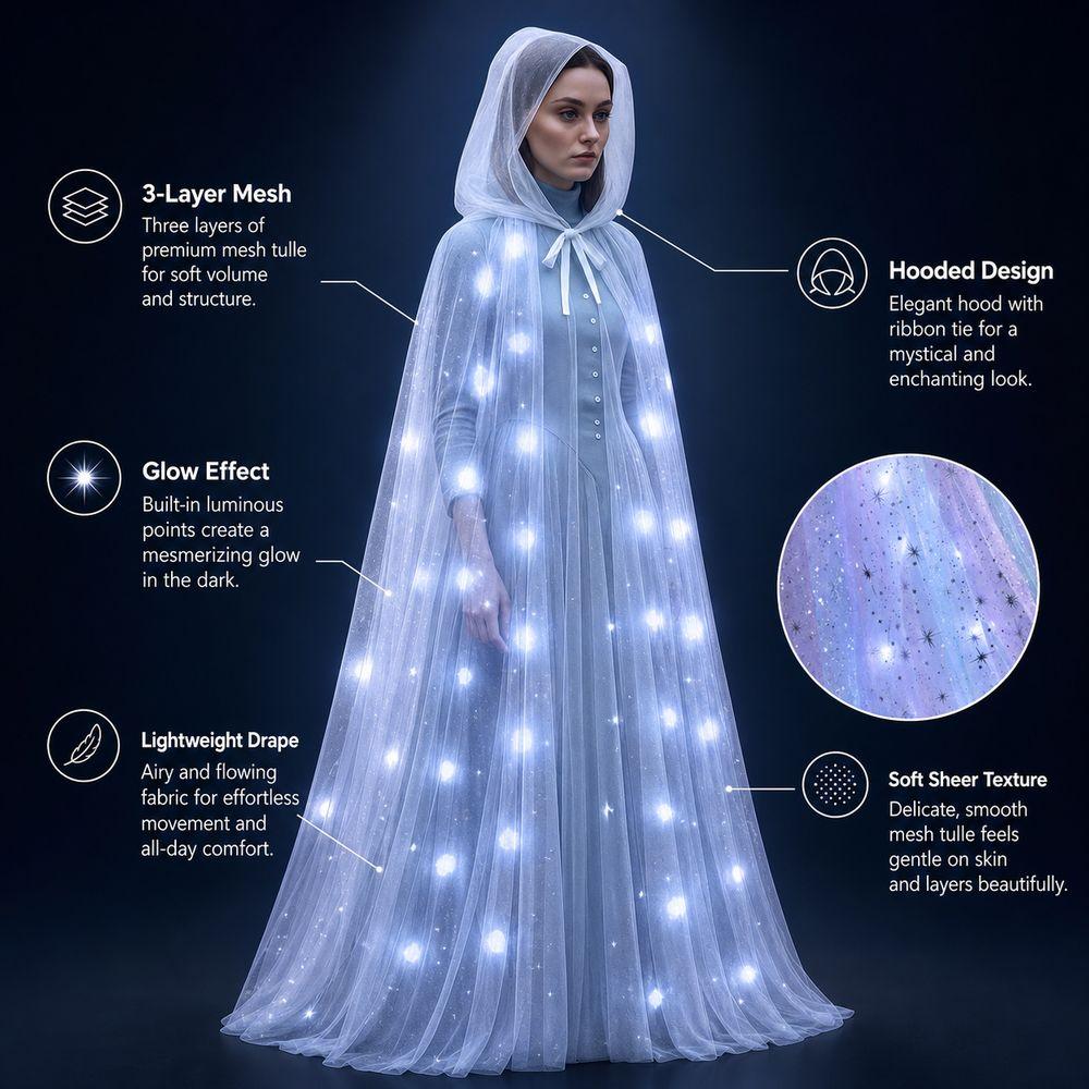 With Oversized Hood LED Halloween Hooded Cloak Vintage Vintage Hooded Cape Cosplay Costume