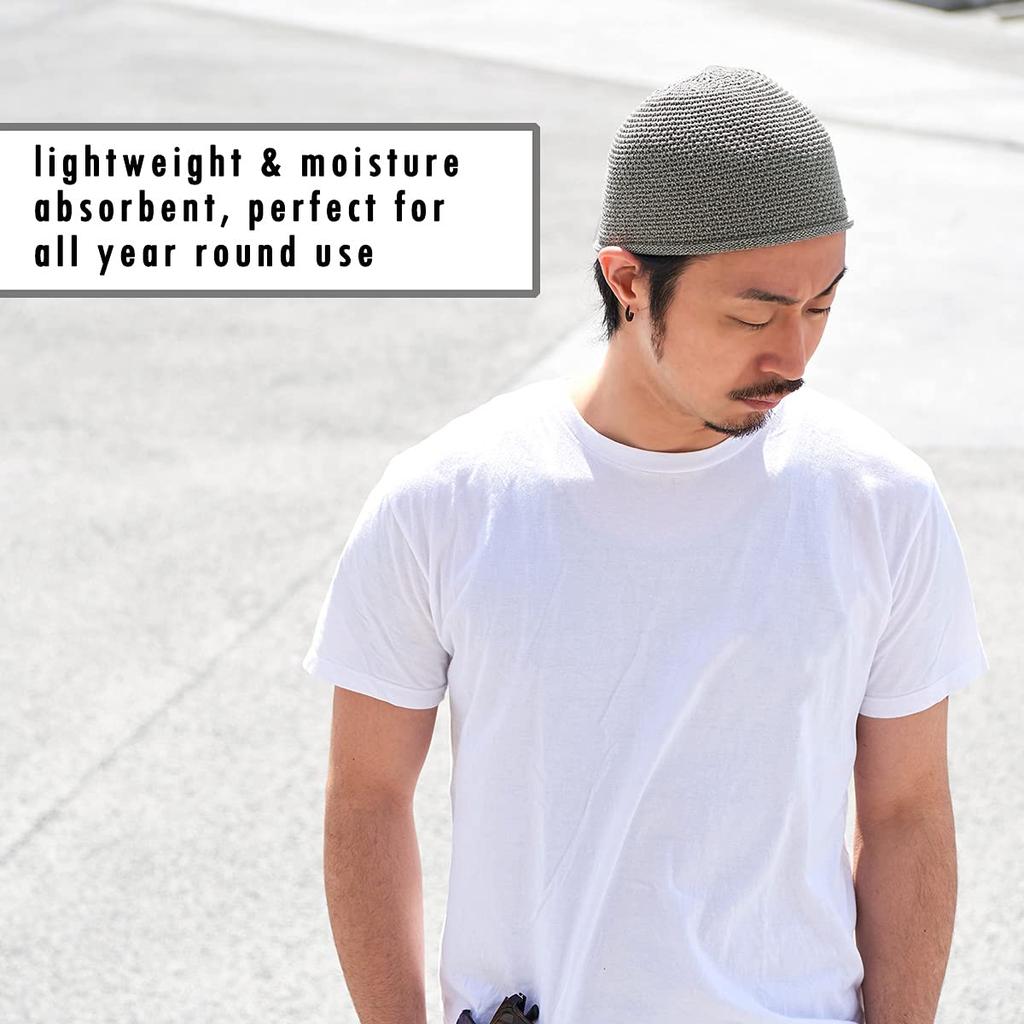 CHARM Linen Stretch Islamic Hat Shallow Islamic Hand Men's [Free Size/Navy] Hat, Washable, Fall/Winter