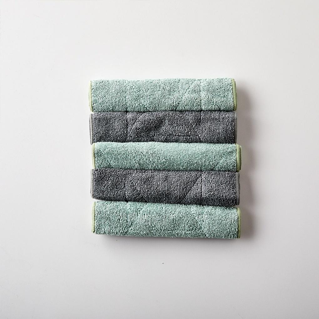 WOW Water-absorbent Colored Microfiber Antibacterial Towel Set 5P - Green_CL0923001