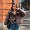 Women Winter Jacket 2027 Winter Female Cotton Jacket Lapel No Wash PU Leather Parkas Coats Female Jacket Women's Coat