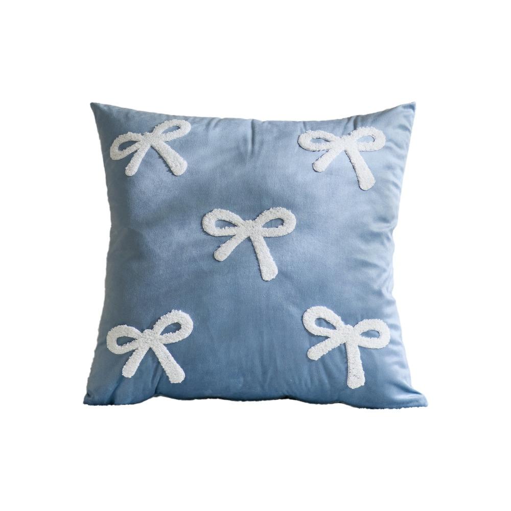 Cute Velvet Sofa Pillow Cover Luxury Soft Cushion Cover with Bow Embroidery Decorative Bow Pillow Case Sofa Decor