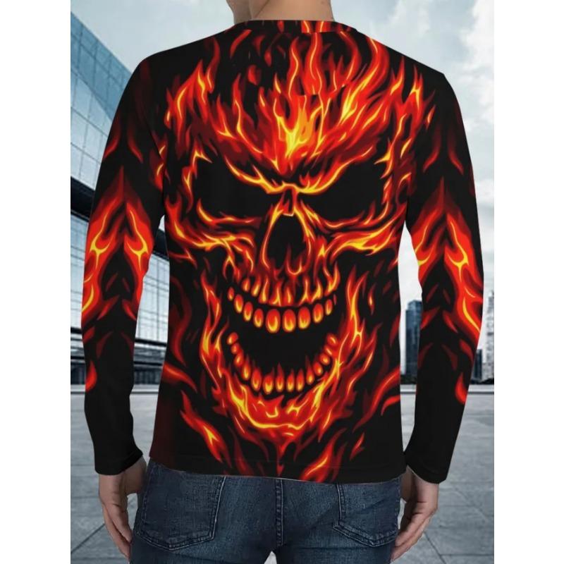 Men's casual daily long-sleeved T-shirt, with fashionable printed design, a comfortable and casual top that can be machine washed