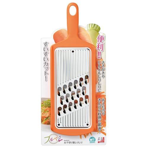 Shimomura Kogyo, Made In Japan, Full Vegetable Thick Julienne Slicer, FSF-01, Dishwasher Safe, Made In Tsubame-Sanjo, Niigata, Orange, 268 X 90 X 14 M