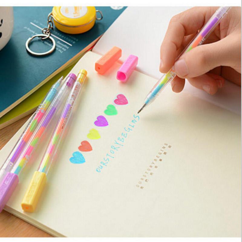 6pcs Kawaii Water Color Chalk Paint Gel Pen for Kids Diary Decoration Scrapbooking Korean Stationery