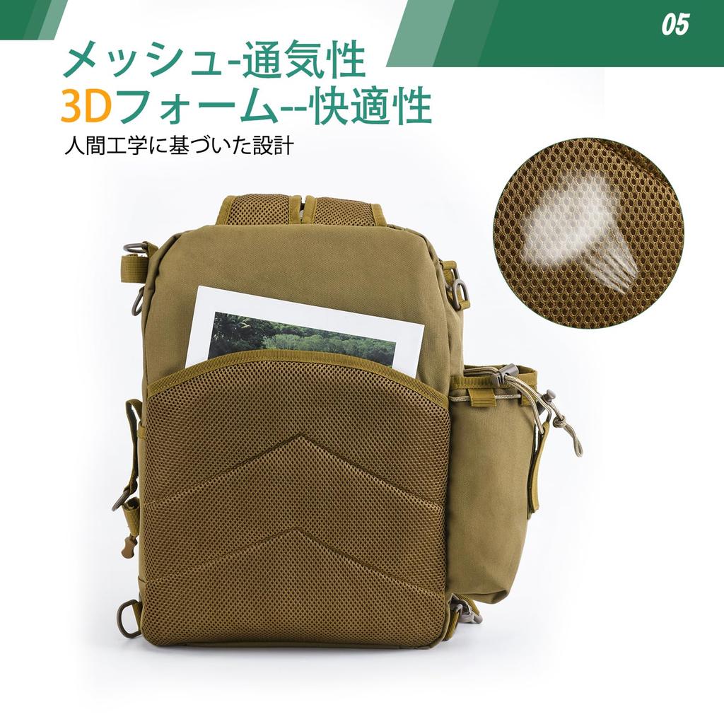 Goture Fishing Waterproof Backpack with Two Lure Large Tackle Tool Storage Bag for Hiking and Outdoor Khaki Bag, 5-Way Cases, Multifunctional,