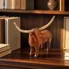 Longhorn Bull Sculpture Tabletop Accent Resin Figurine Compact for Office