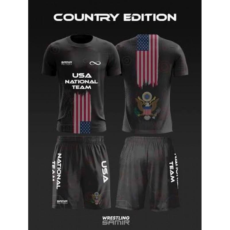 2026 Wrestling Training Set Mens Short Sleeve T-Shirt Shorts 3D Digital Print Athletic Wear Casual Sportswear