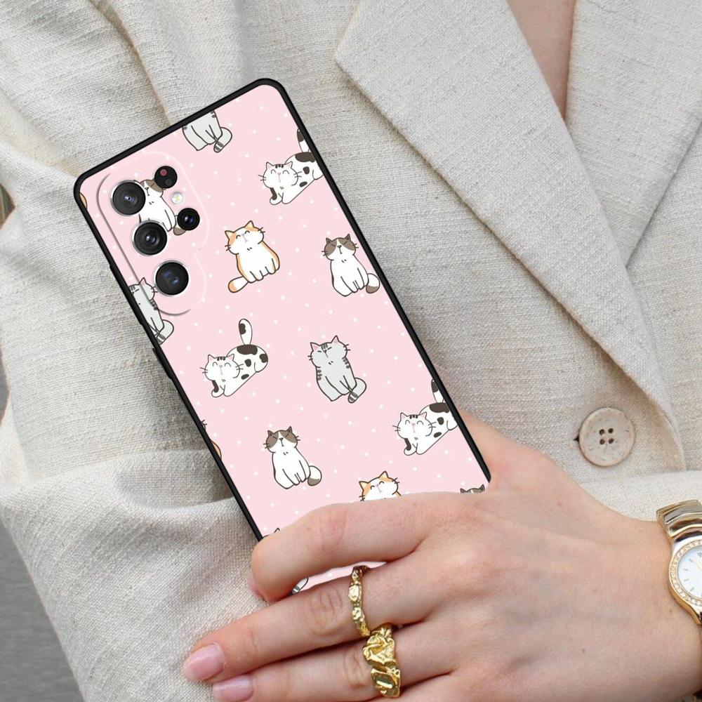Kiss lovely Cats Cell Phone Case for Samsung Galaxy S26 Ultra S25 S24 S23 S22 S21 S20 Note10 Cover