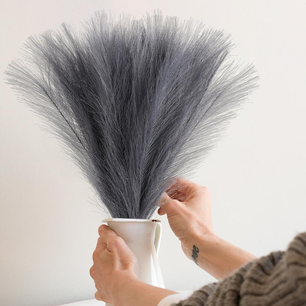Faux Pampas Grass 17.3in High Rustic Colors Durable Cloth Widely Used Fake Reed Grass