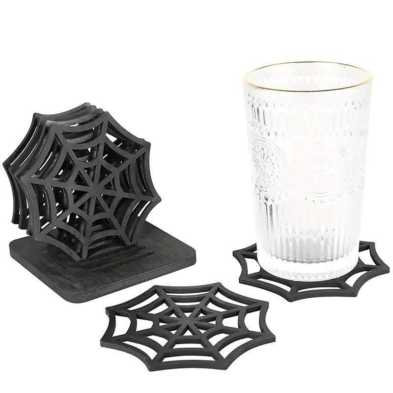1/6pcs Halloween Coaster Halloween Table Decor Spider Web Coasters Festive Halloween Table Placemats For Home Decoration