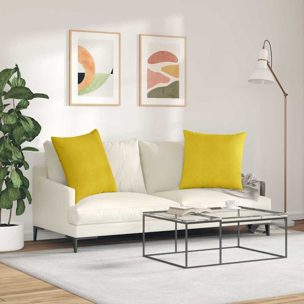 Sofa Cushions 2 pcs Yellow 60 x 60 cm Cord Fabric