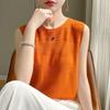 Women Spring and Summer Hollow Sleeveless Thin Soft Sweater Pullover Knitwear Bottoming Tops