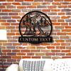 Exquisite Customizable Campfire Scene Metal Wall Art Personalized Name Plaque for Cozy Home Outdoor Decor Easy Hanging