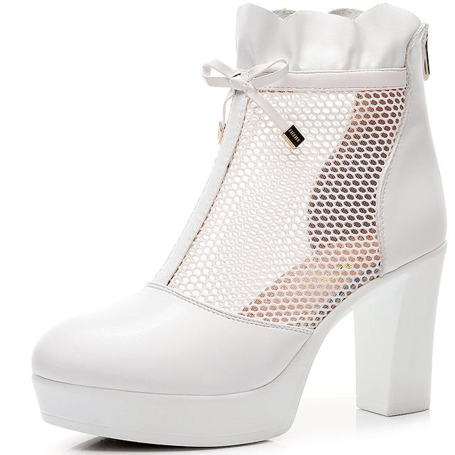 Ladies Fashion Solid Color Leather Back Zipper Pointed Toe Thin High Heel Booties Wide Width Womens Boot  De Mujer