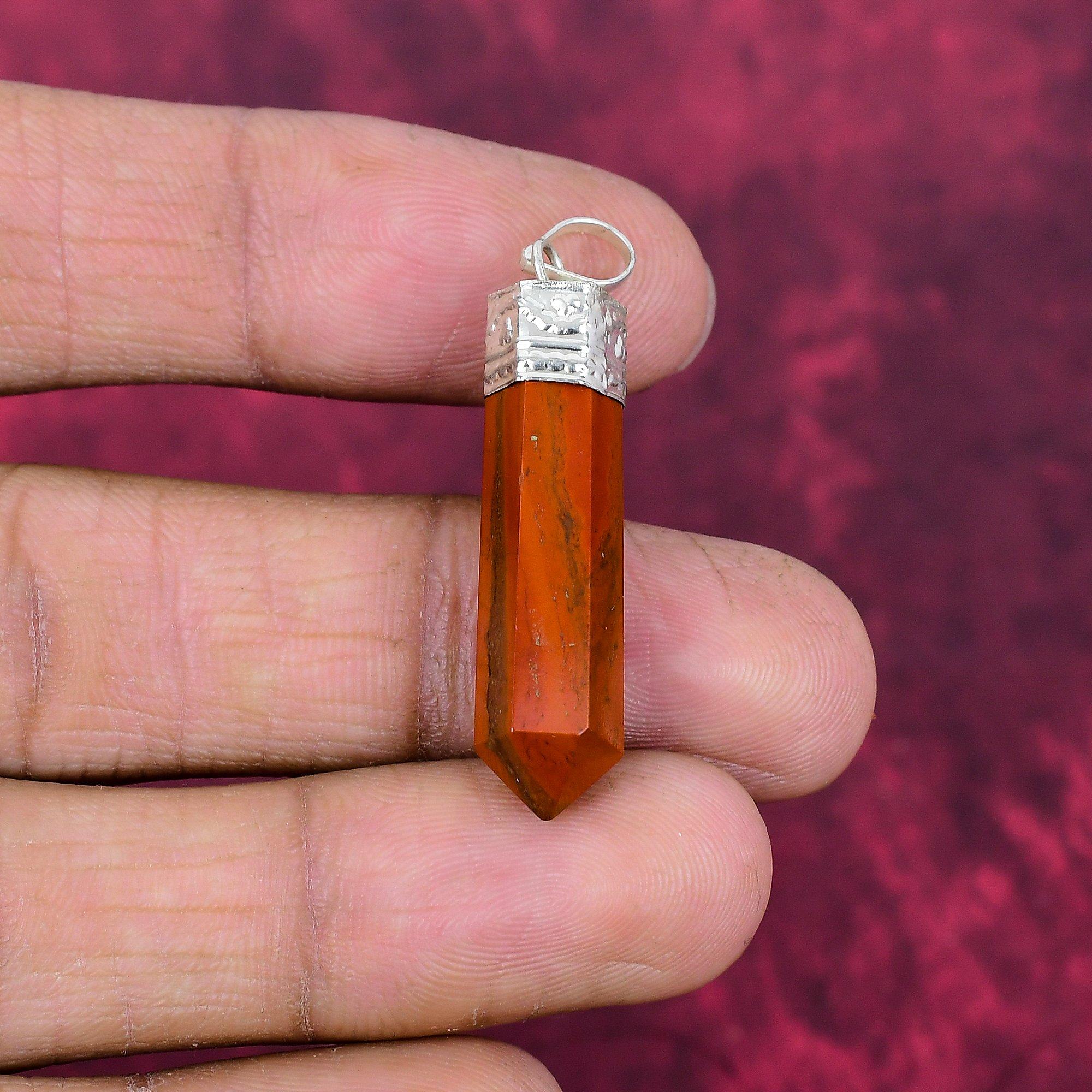 

Red Jasper Handmade Gemstone Pendant, 925 Solid Sterling Silver Antique Jewelry Pendant, For Engagement Gift 1.77 Inches