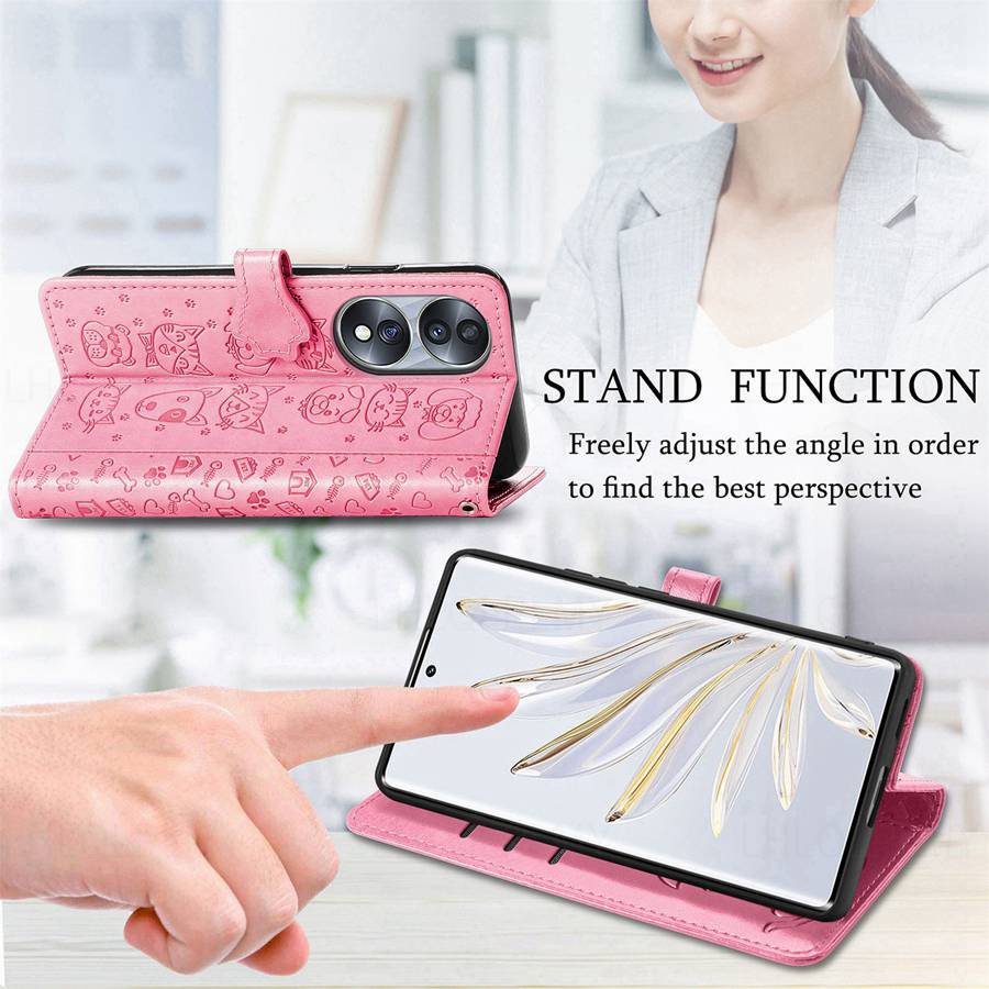 Leather Flip Protection Case For Huawei P30 P40 Nova Y91 Honor X6D X5D X8D X5C 70 90 200 X6 X8 5G X7A X8A X7B X8B X7C Magic 5 6 8 Cat Dog Wallet Cover