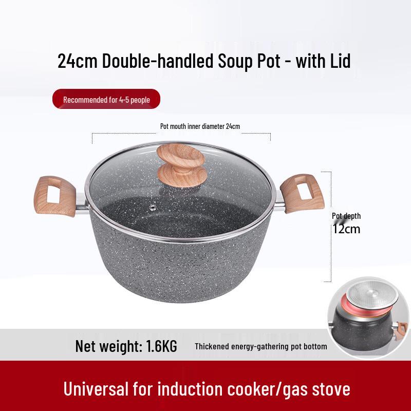 Zhishi Maifan Stone Non-stick Double-Handled Soup Pot with Lid