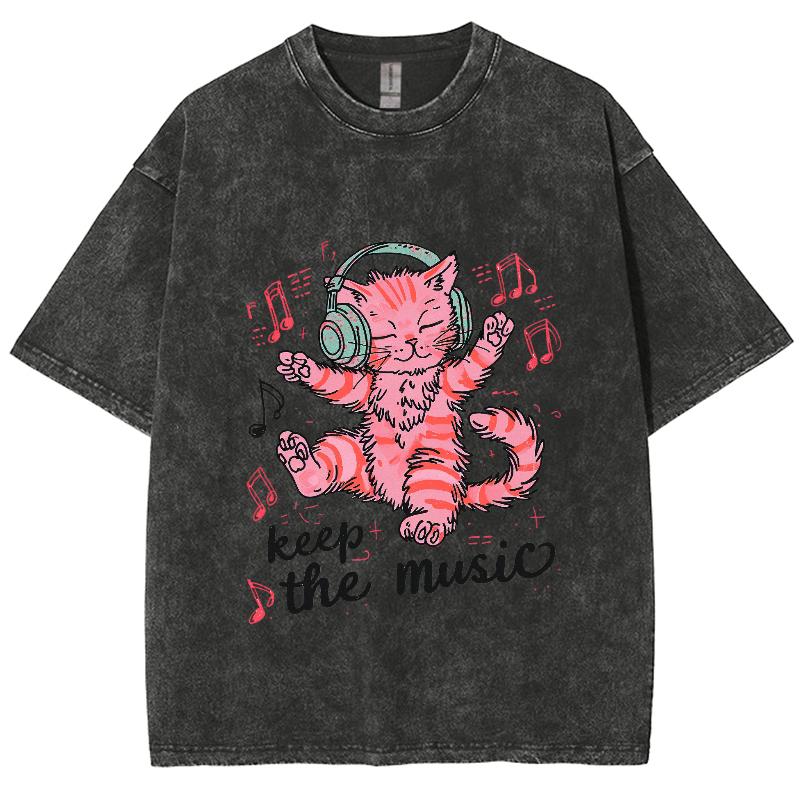 Übergroßes T-Shirt Acid Washed Tee Print Retro Punk T-Shirt Für Herren Damen Erwachsene 100% Baumwolle Harajuku Casual Streetwear