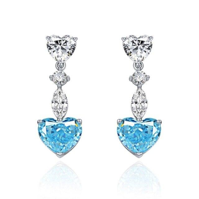 Luxury S925 Sterling Silver Drop Earrings For Women Sparkling 10*12mm Diamond Earring Female Jewelry Ladies Diamond Earring Gift