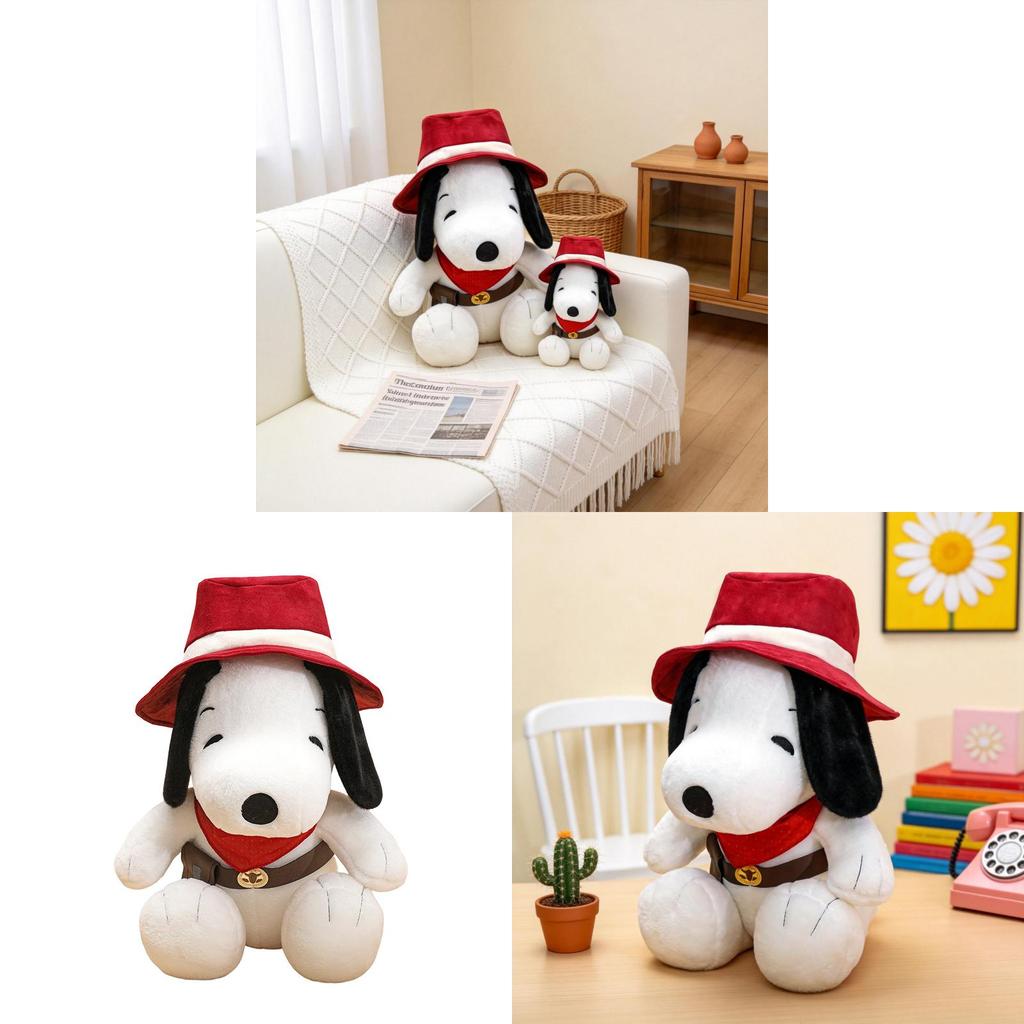 Classic Western Cowboy Snoopy Plush Toy With Polyester Fiber Filling For Kids And Collectors