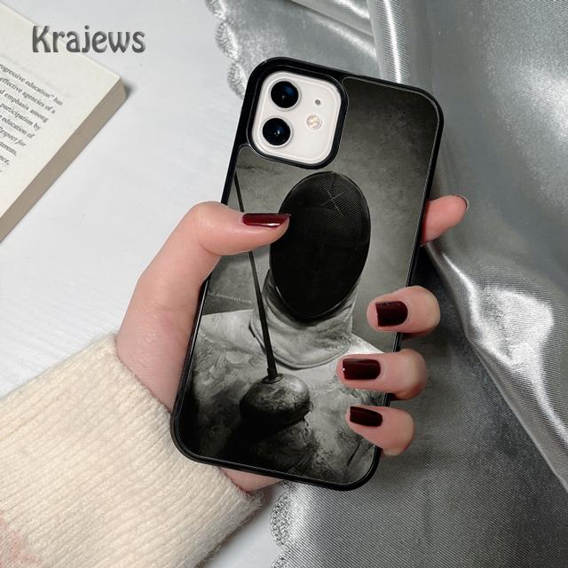 Krajews Fencing Sport soft Phone Case Cover For iPhone 16 15 14 plus XS XR 11 12 mini 13 pro max coque Shell Fundas
