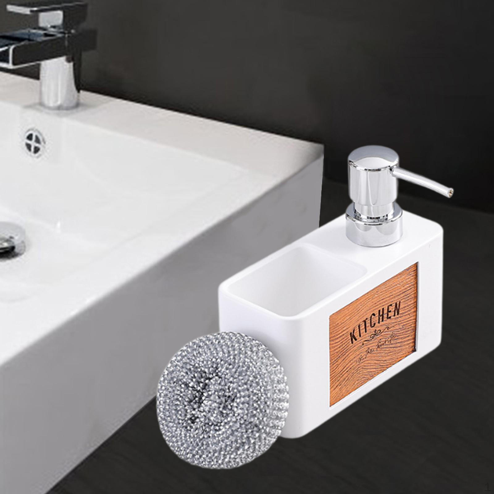 

Диспенсер для кухонного мыла с держателем для губки, сменные скребки, хранение мыльных щеток, скребок для щеток белый