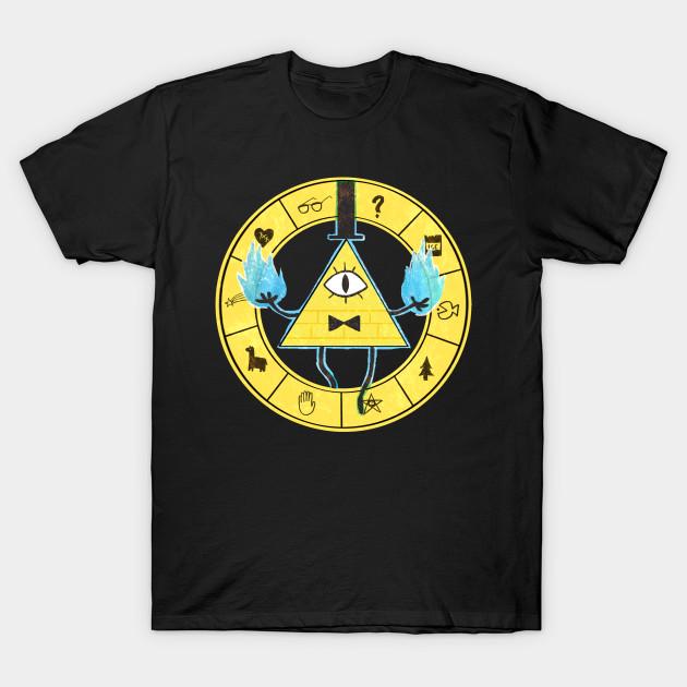Men Black Print T-shirt Super Large TShirt Bill Cipher Gravity Falls White Background No-Cut Transfer Paper Print Cotton Tshirt
