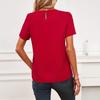 Women's Spring and Summer Women's Short Sleeve Top Romantic Lace Splicing Crew Neck Holiday Shirt