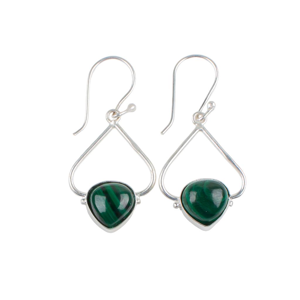 Malachite Gemstone 925 Stamped Silver Stylish Jewelry Earrings For Birthday Gift EE-33-28