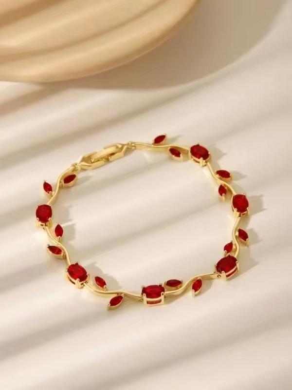 2026 Europeu e Americano Design Simples Forma de Folha Temperamento Nicho Versátil Banhado a Cobre Ouro 18k Cor da Pulseira