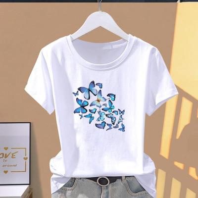 (Asiatische Größe) Mode Druck Grafik T-shirt Schmetterling Schöne Stil Trend 90er Jahre Weibliche Casual T Kleidung Casual frauen Sommer Top kurzarm T-shirt
