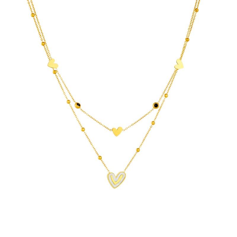 gold layered heart pendant necklace for women
