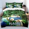 Custom Name Cute Pokemon Snorlax Printed Bedding Set Exquisite Bedding For Double And Single Beds Kids Bedroom 3-Piece Set Gift
