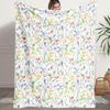 Watercolor Wildflower Flannel Throw Blanket Colorful Meadow Floral Print Soft Sofa Throw Blanket