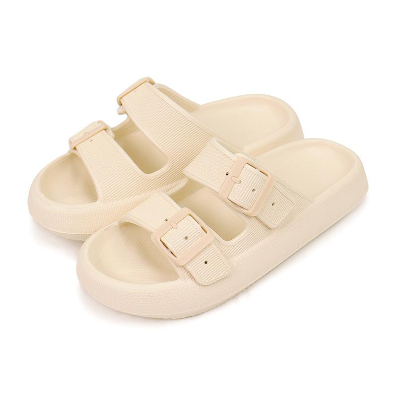 

Thick-Soled EVA Sandals for Couples - Summer Wear-Resistant Double-Buckle Slides, Non-Slip Soft Sole Comfort Slippers for Indoor & Outdoor Use 35-36 бежевый